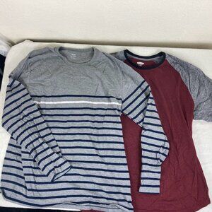 Old Navy Men’s XXL Long Sleeve Shirts Lot 2 Raglan Striped Soft Wash